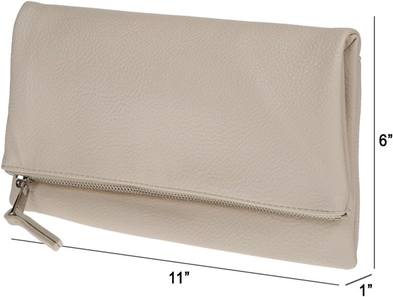JNB Women's Faux Leather Zipper Foldover Clutch Purse with Tassel - Image 3